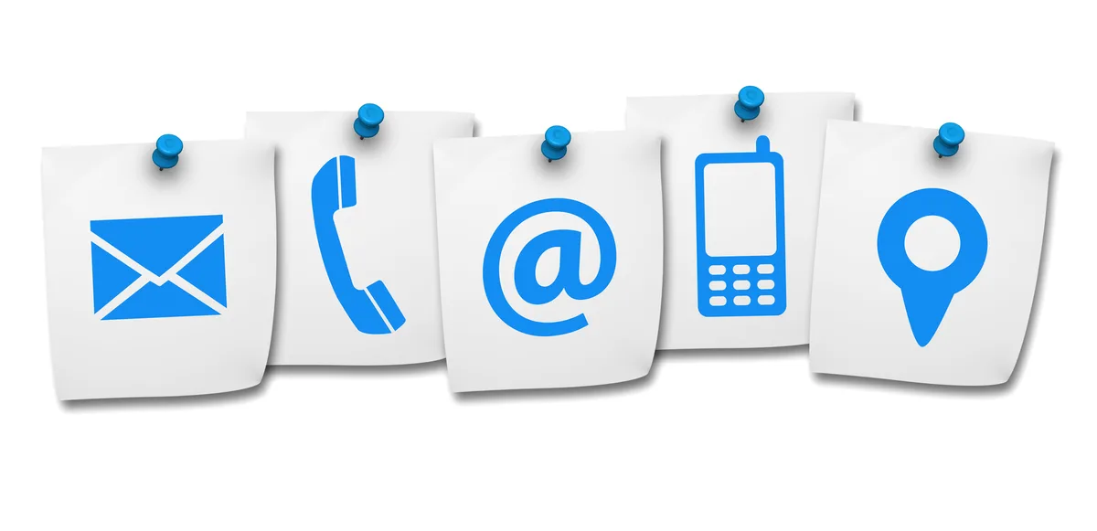 Contact icons for email telephone and online communication