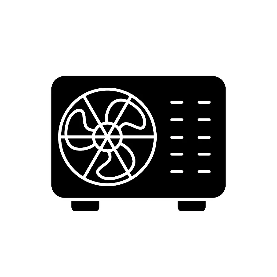 Mini split heating and cooling unit illustration