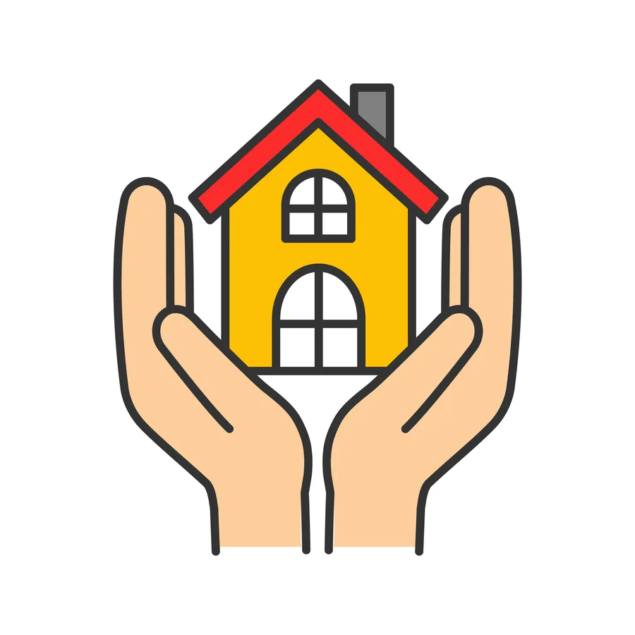 Hands holding a home illustration