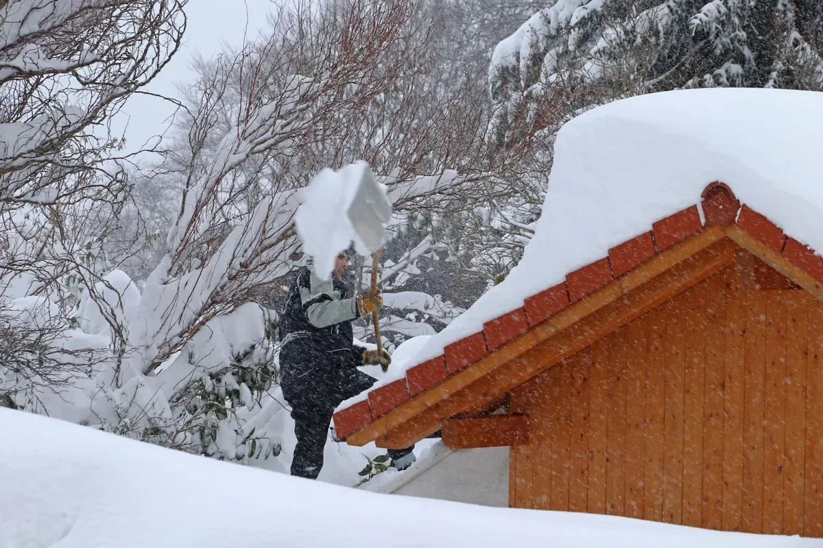 Tiny homes in a snowy mountain setting typical of Utah and Wyoming